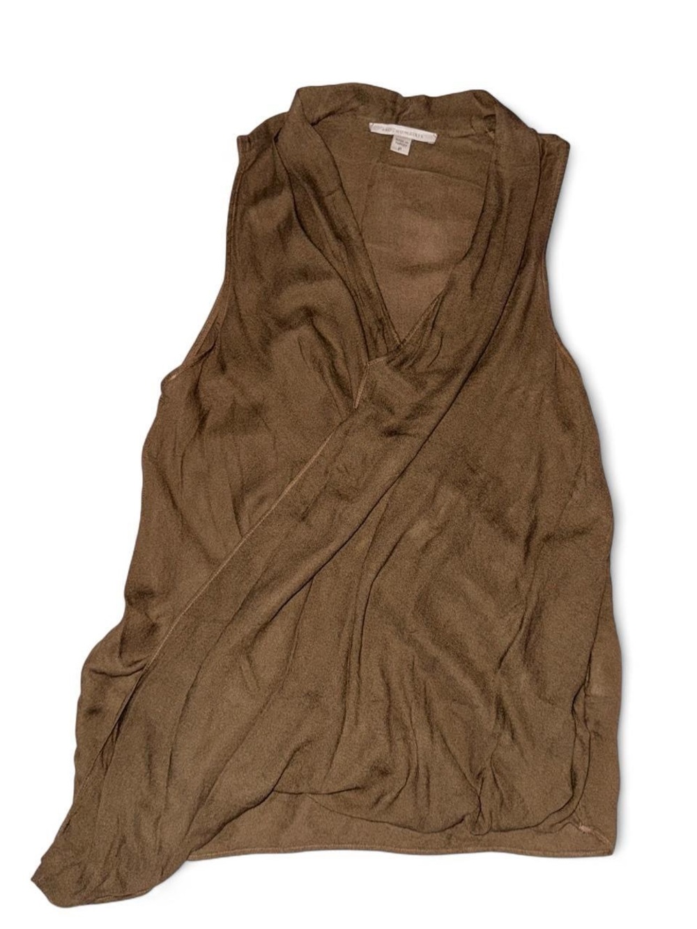 Brochu Walker Olive-Taupe Draped Wrap Top